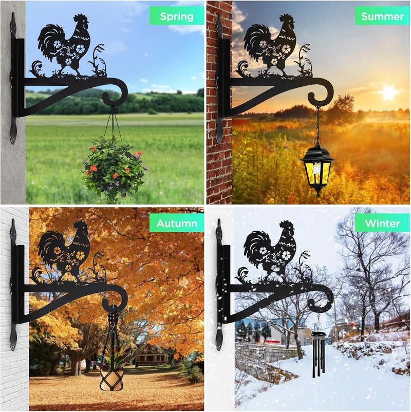 Muuruu Plant Hanger Outdoor & Indoor, Chicken Decor Hanging Basket Hooks, Wall Hangers for Hanging Plant, Flower Basket, Bird Feeder, Lantern, Wind Chimes, Chicken Coop Accessories-Patio, Garden, Home Decor - Image 4